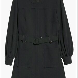 Club Monaco Black Belted Long Sleeved Dress